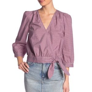 Madewell | Gingham 3/4 Sleeve Wrap Top *NWT*